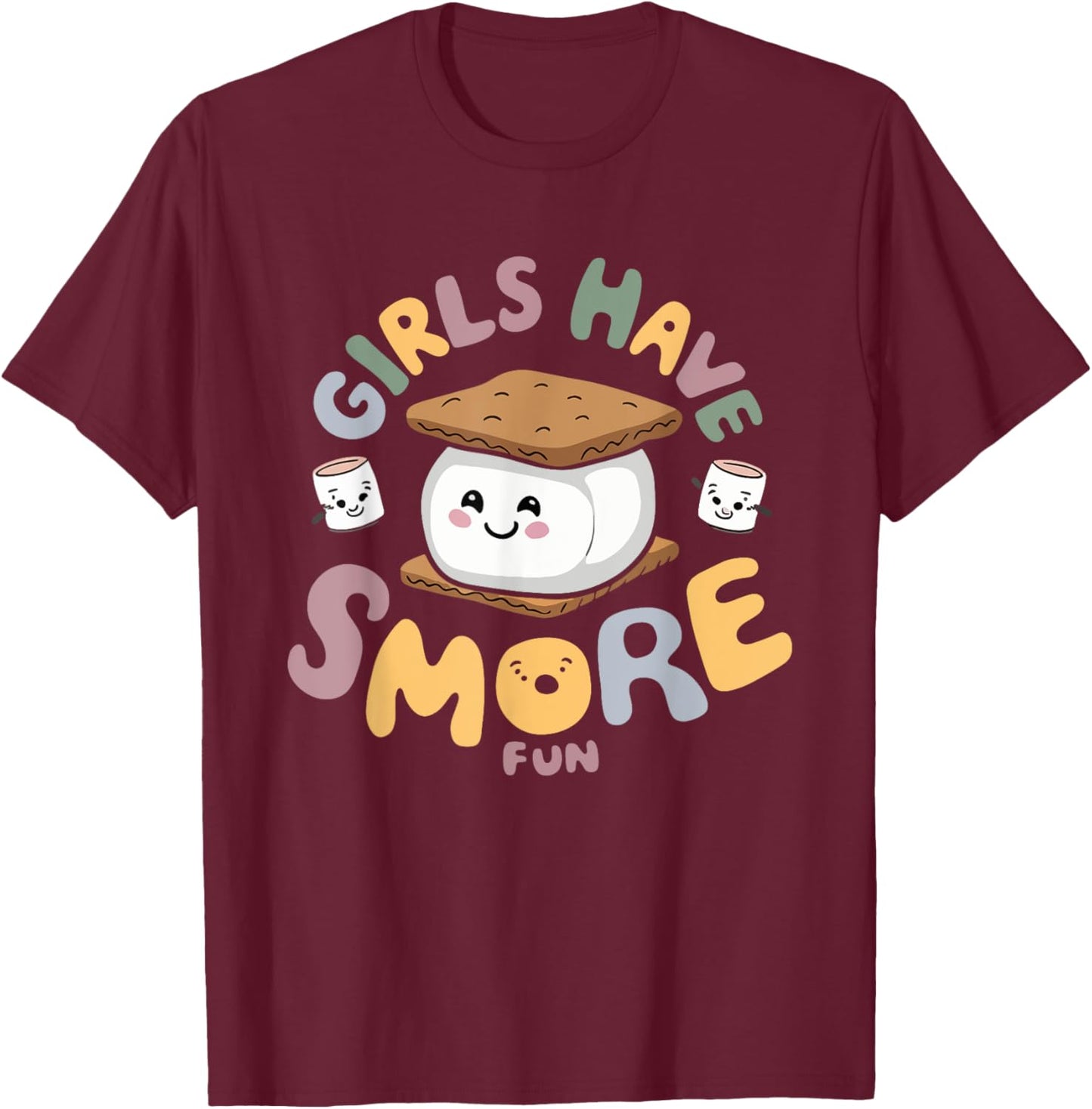 Girls Have Smore Fun Camping Campfire Camper Camp Cute T-Shirt - T-Shirt | Maroon
