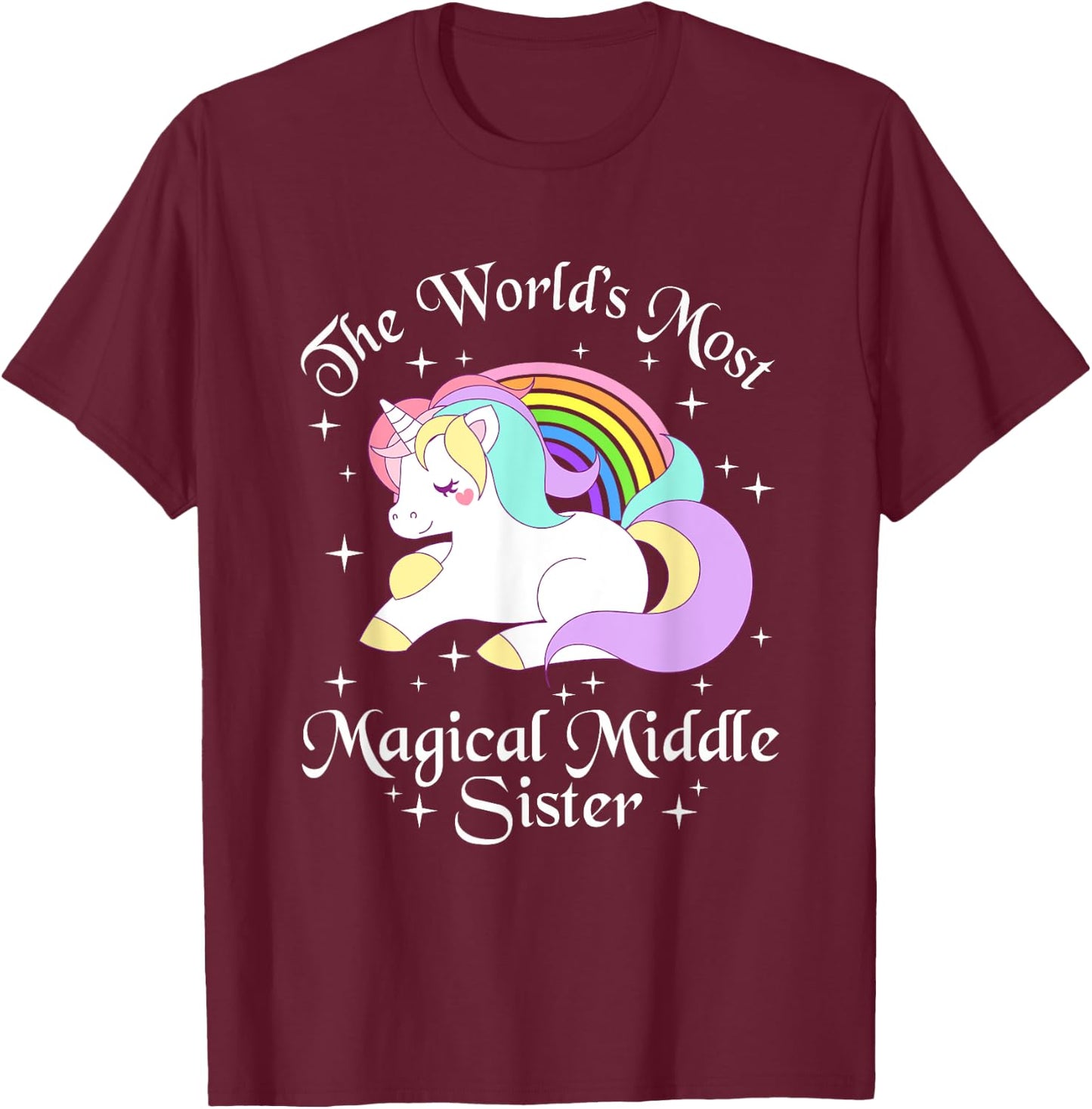 Magical Middle Sister Unicorn Sister Gifts Girls T-Shirt - T-Shirt | Maroon