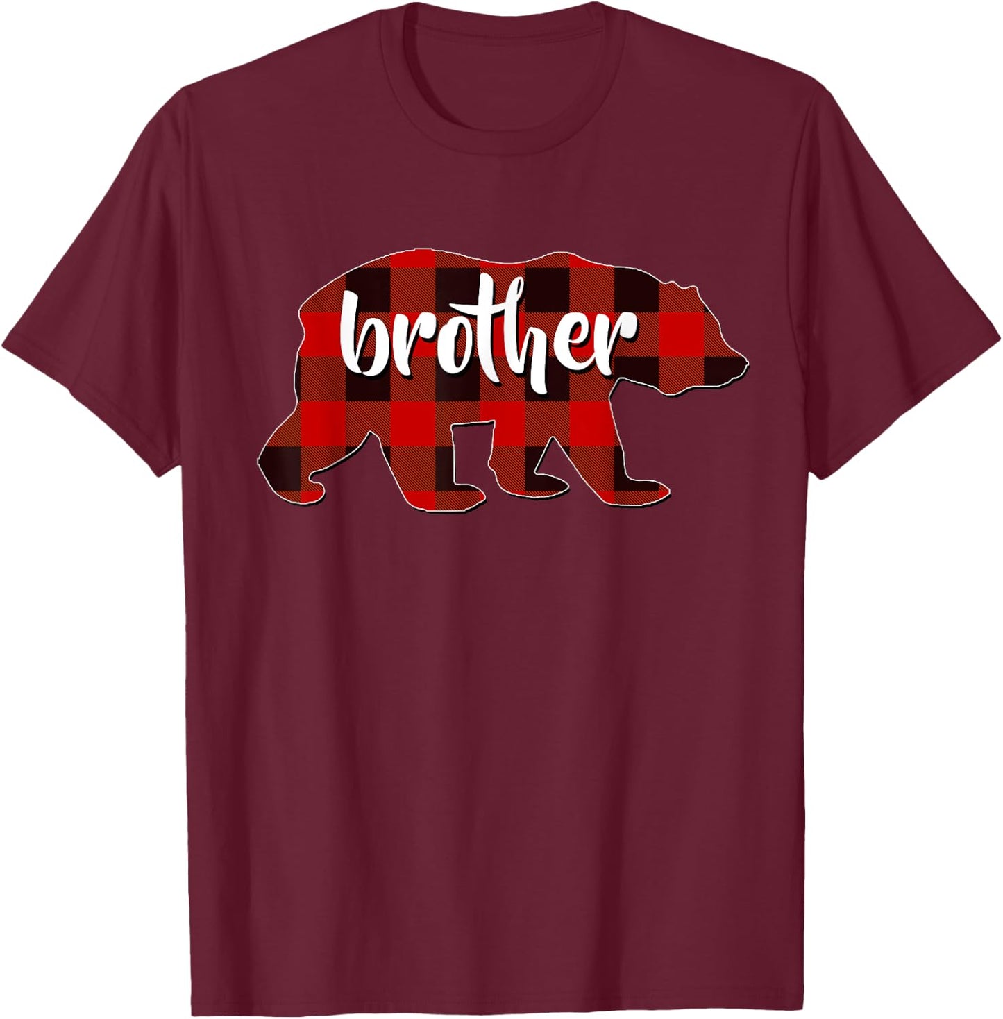 Red Plaid Brother Buffalo Matching Family Pyjamas Christmas T-Shirt - T-Shirt | Maroon