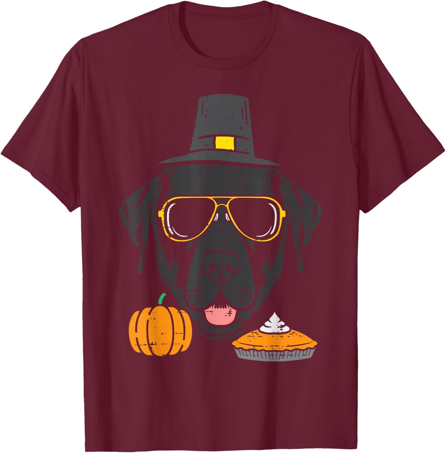 Pilgrim Black Labrador Cute Thanksgiving Dog Men Women Kids T-Shirt - T-Shirt | Maroon