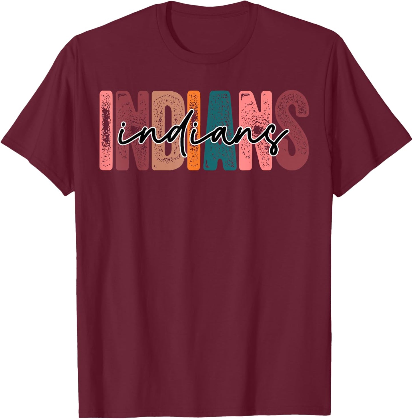 Indians School Sports Fan Team Spirit T-Shirt - T-Shirt | Maroon
