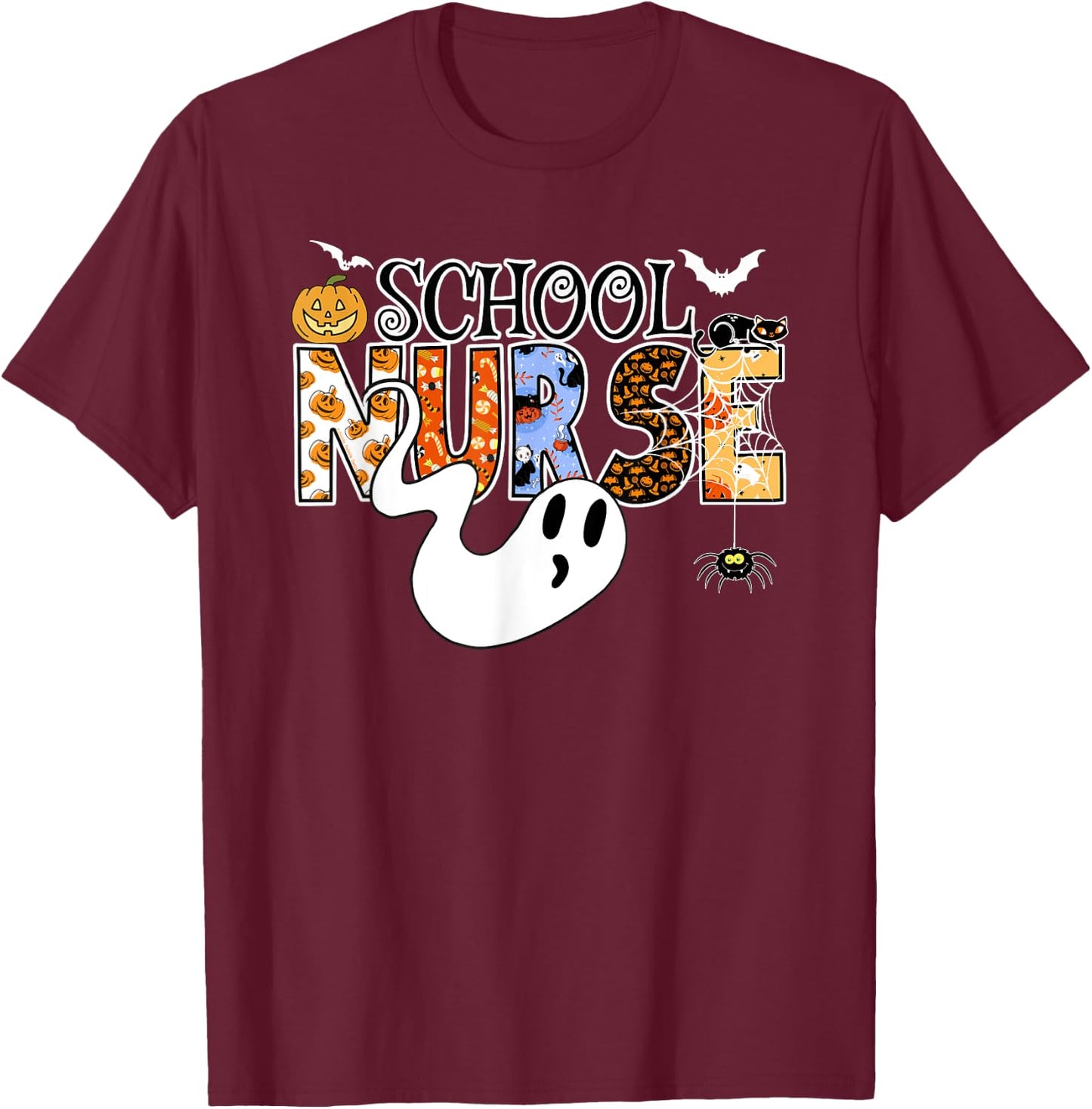 Fun SCHOOL NURSE Halloween Costume School Nurse Halloween T-Shirt - T-Shirt | Maroon