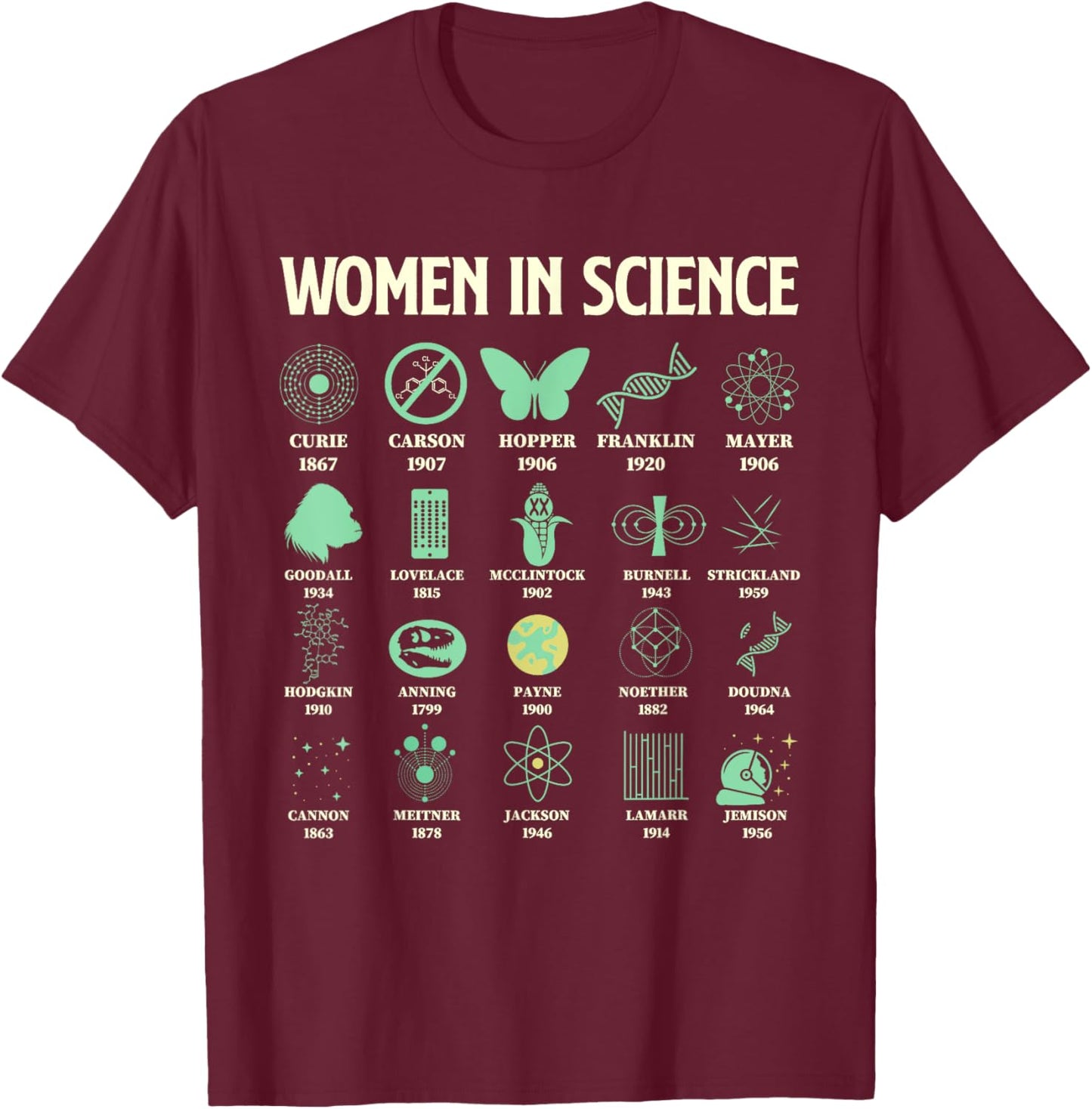 Women In Science - Chemistry Student Astronomy Lover T-Shirt - T-Shirt | Maroon