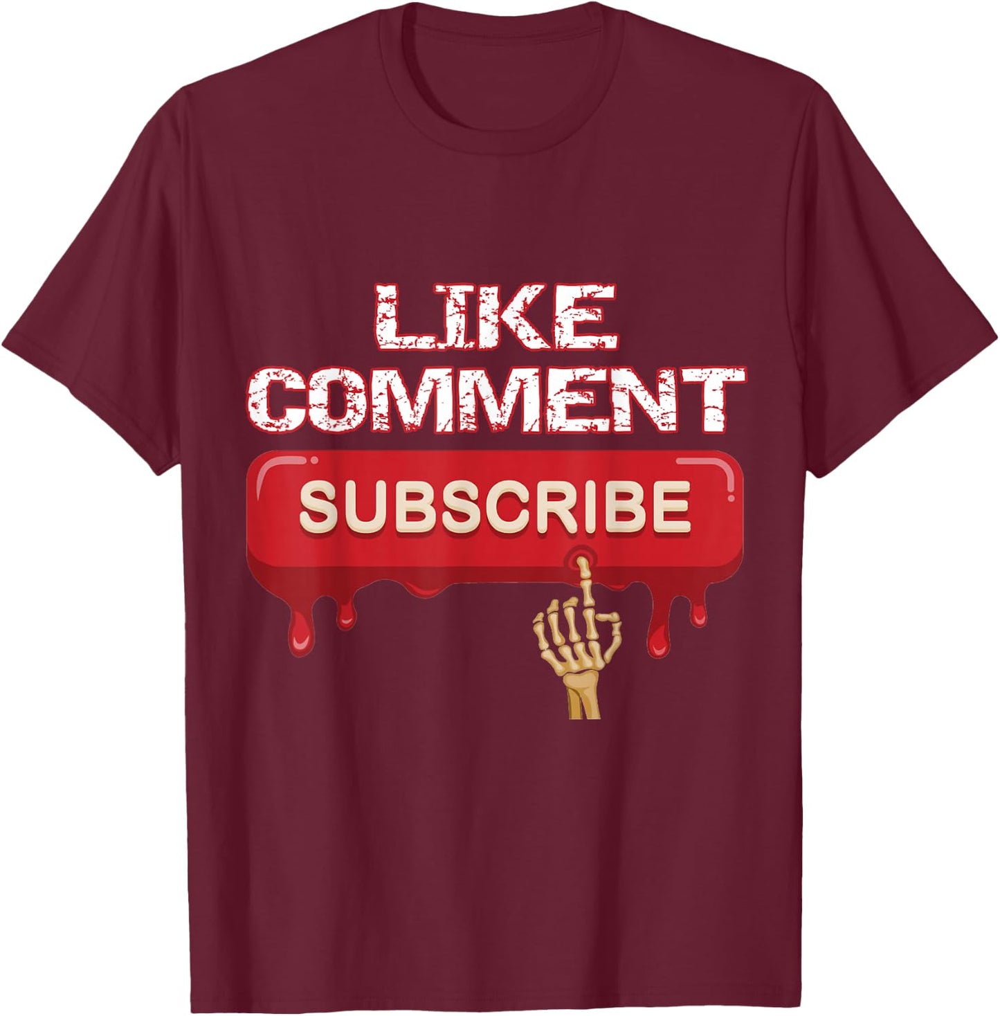 Social Media Vlogger Gegefmir Comment Subscribe T-Shirt - T-Shirt | Maroon
