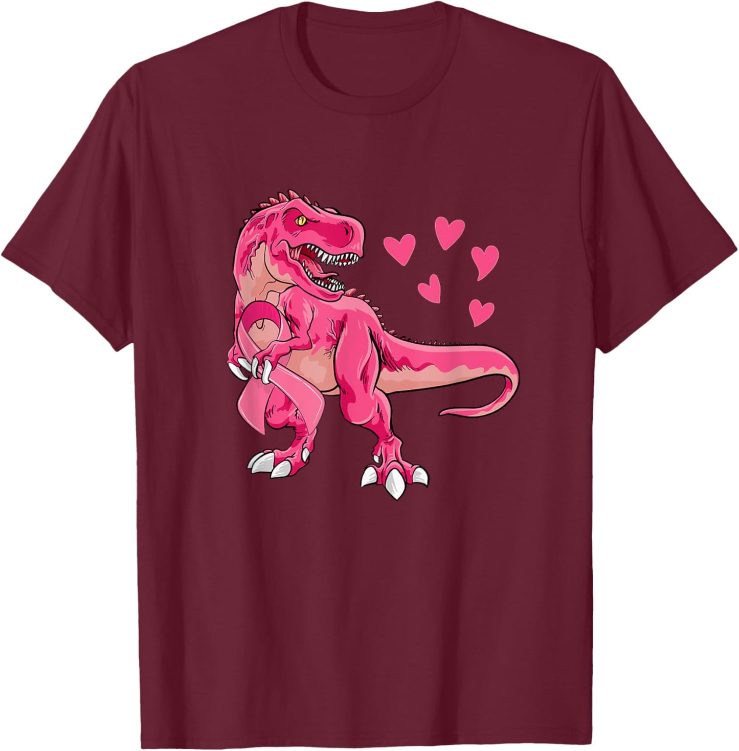 Pink T-Rex Breast Cancer Awareness Ribbon Toddler Boys Kids T-Shirt - T-Shirt | Maroon
