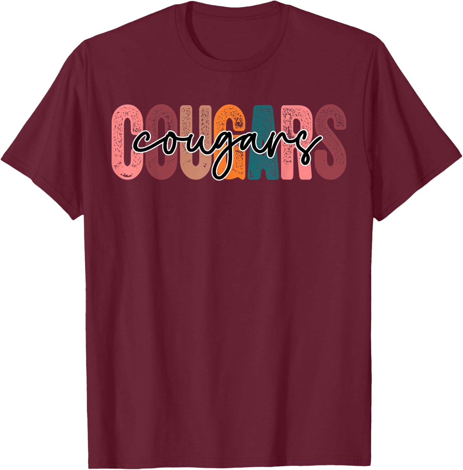 Cougars School Sports Fan Team Spirit T-Shirt - T-Shirt | Maroon