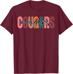 Cougars School Sports Fan Team Spirit T-Shirt - T-Shirt | Maroon