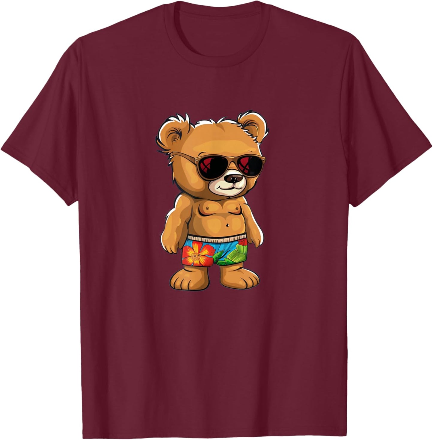 Awesome Teddy Bear swim trunks Costume T-Shirt - T-Shirt | Maroon