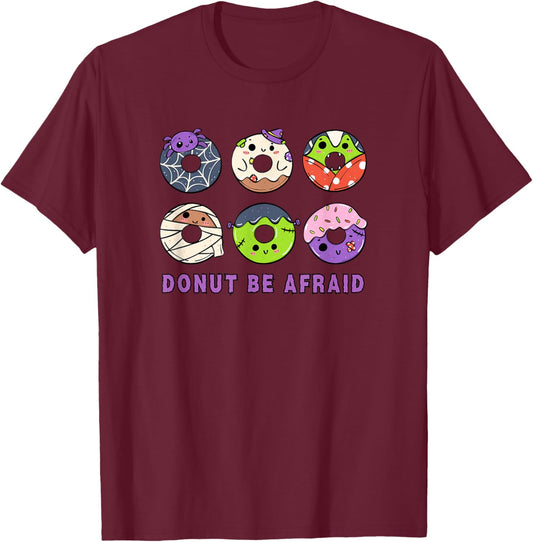 Donut be afraid - Halloween funny sweet design cute donuts T-Shirt - T-Shirt | Maroon