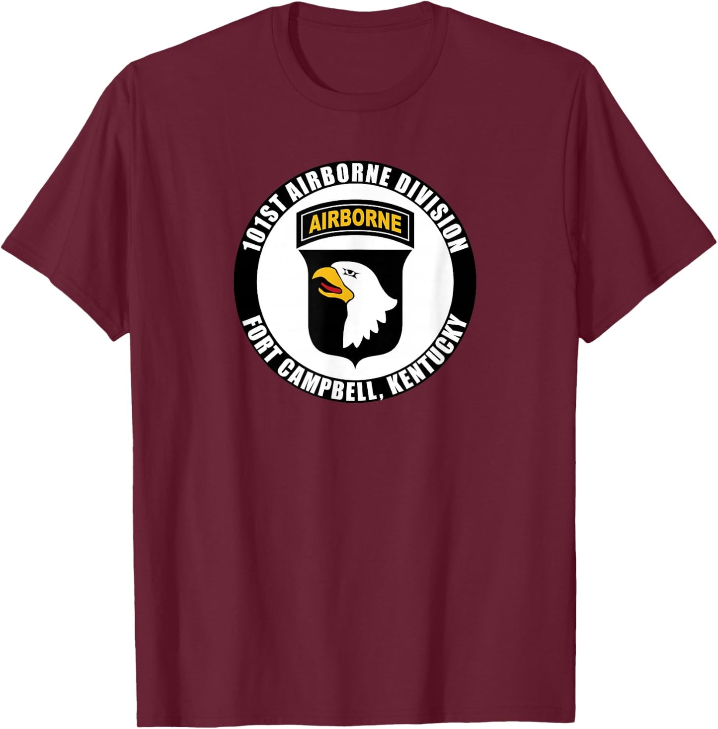 101st Airborne Division Fort Campbell Kentucky Emblem Vet T-Shirt - T-Shirt | Maroon