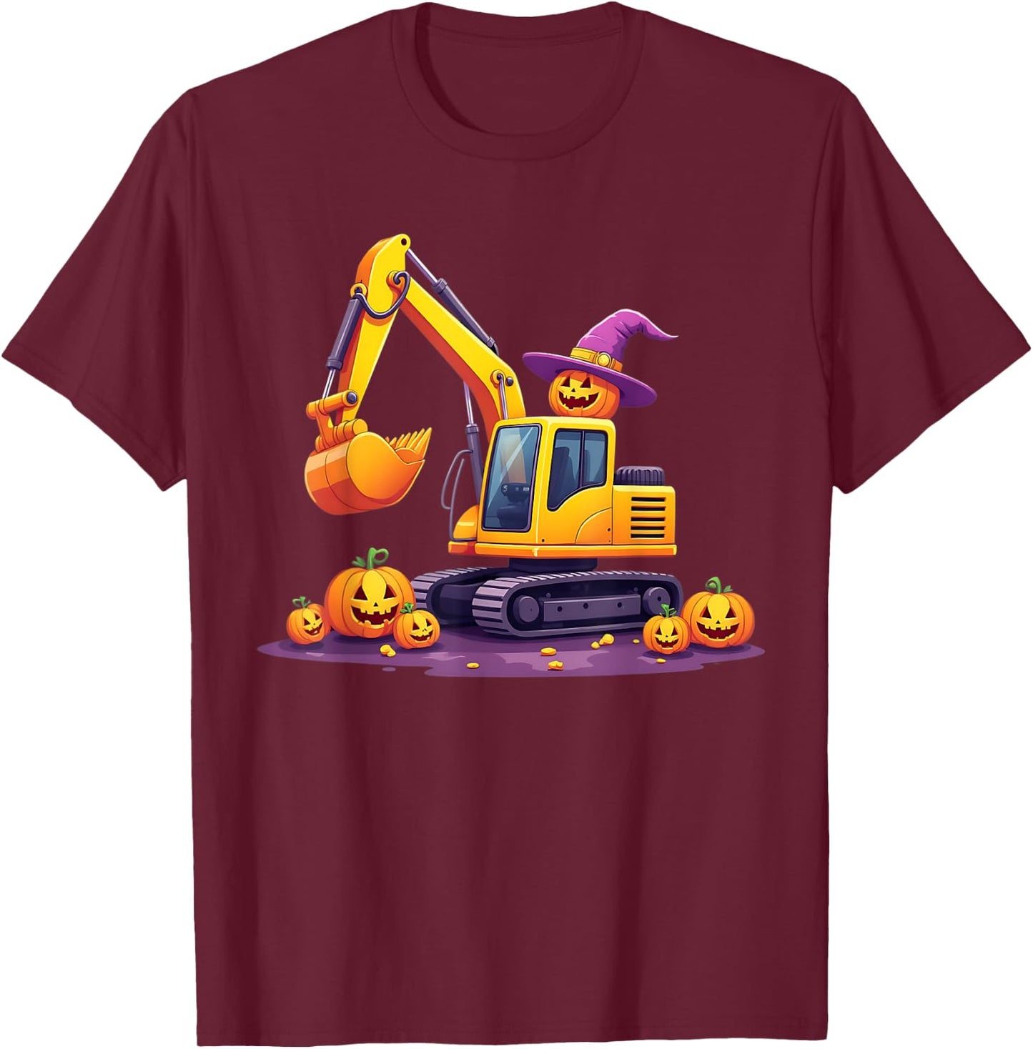 Spooky Construction Trucks Halloween Costume Toddler Boys T-Shirt - T-Shirt | Maroon