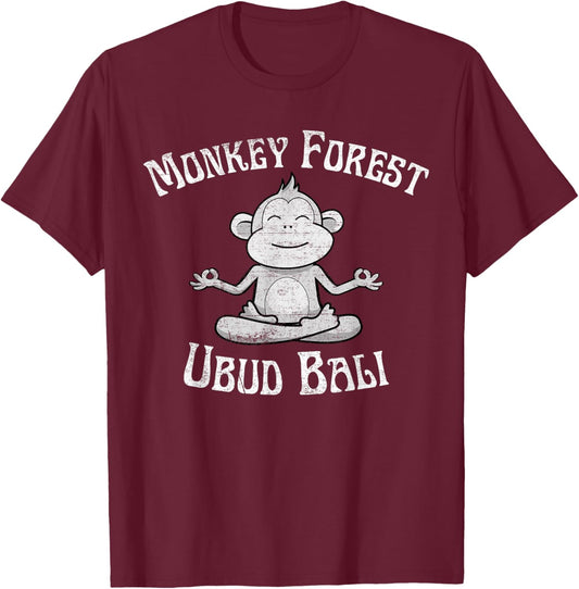 Monkey Forest Ubud Bali Indonesia T-Shirt - T-Shirt | Maroon