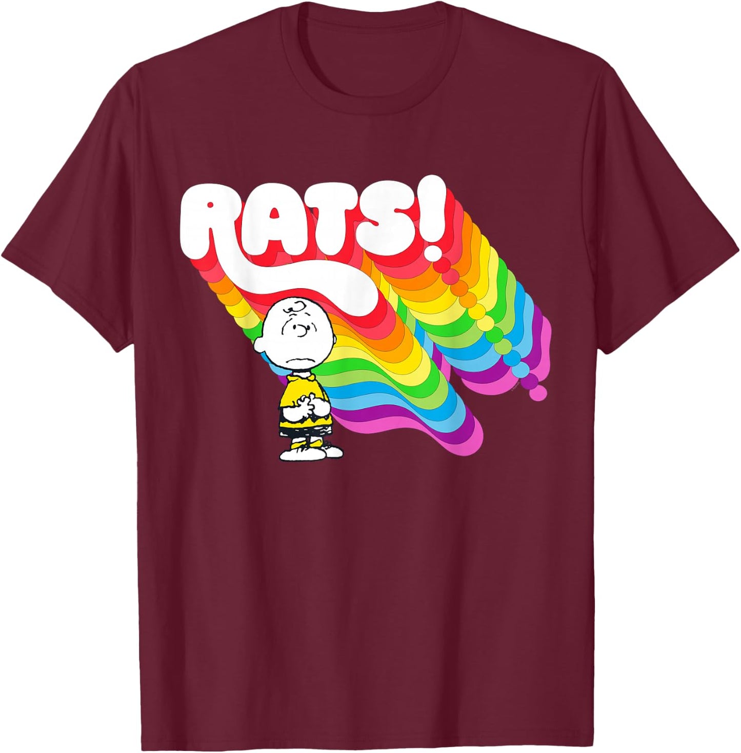 Peanuts Rainbow Charlie Rats! T-Shirt - T-Shirt | Maroon
