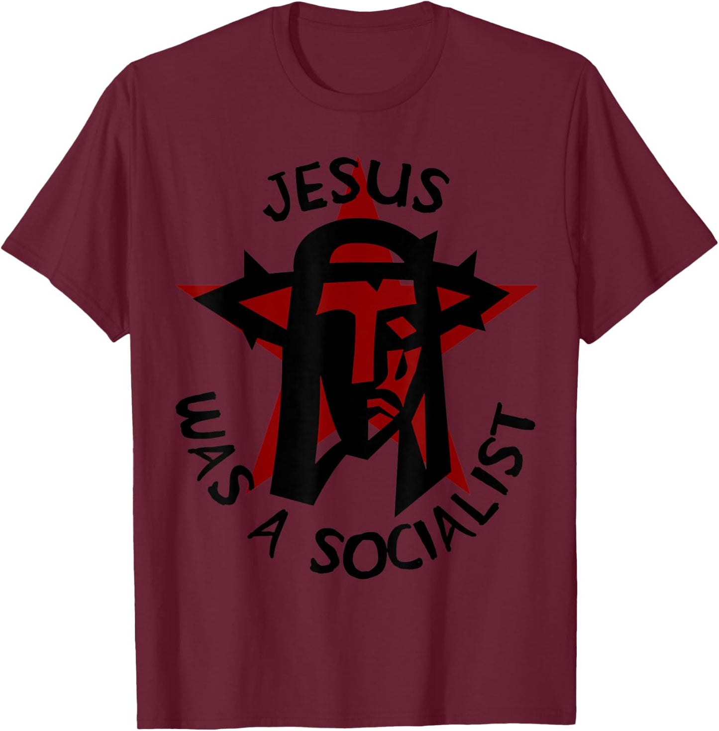 Jesus Was A Socialist Red Star - Liberation Theology T-Shirt - T-Shirt | Maroon