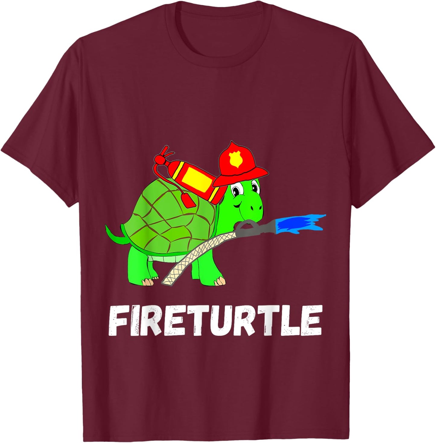 Fire Fighter Sea Turtle Tortoise Firefighter Fireman T-Shirt - T-Shirt | Maroon