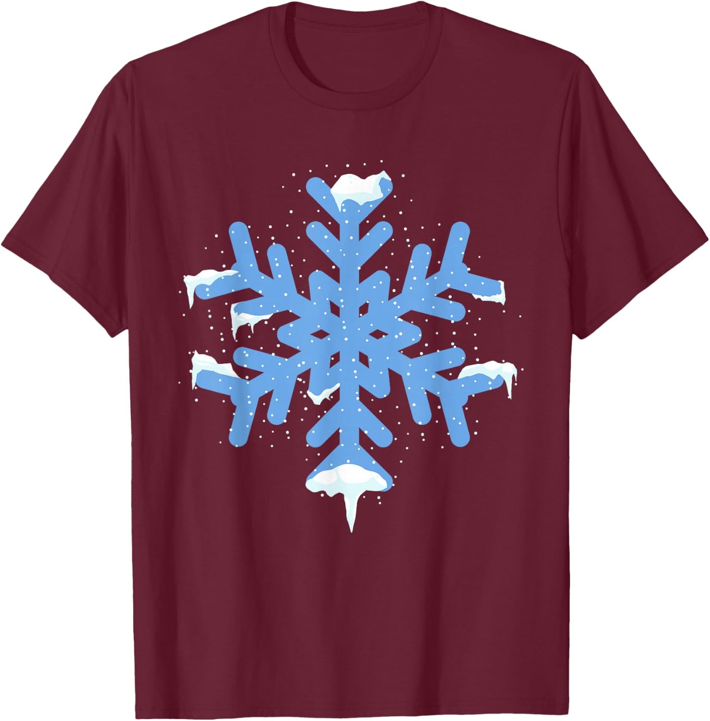 Snowflake Christmas Winter Cold Snow Flake Snowing T-Shirt - T-Shirt | Maroon