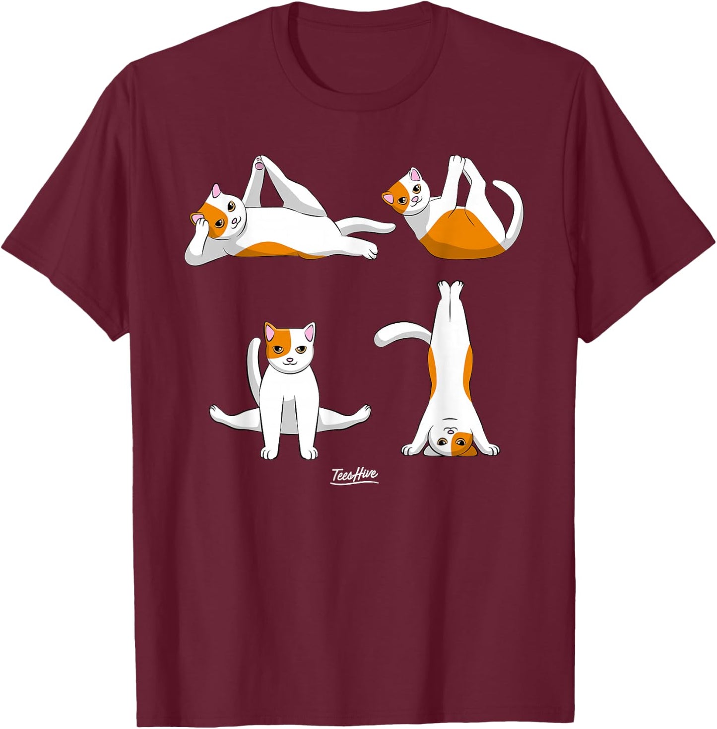Yoga Cats T-Shirt - T-Shirt | Maroon