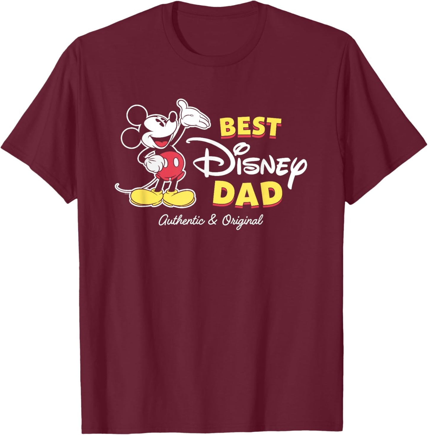 Disney Mickey Mouse Best Disney Dad Birthday Father’s Day T-Shirt - T-Shirt | Maroon