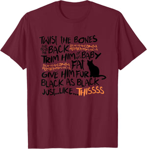 Twist The Bones Black Cat Halloween Costume Gift Women Kids T-Shirt - T-Shirt | Maroon