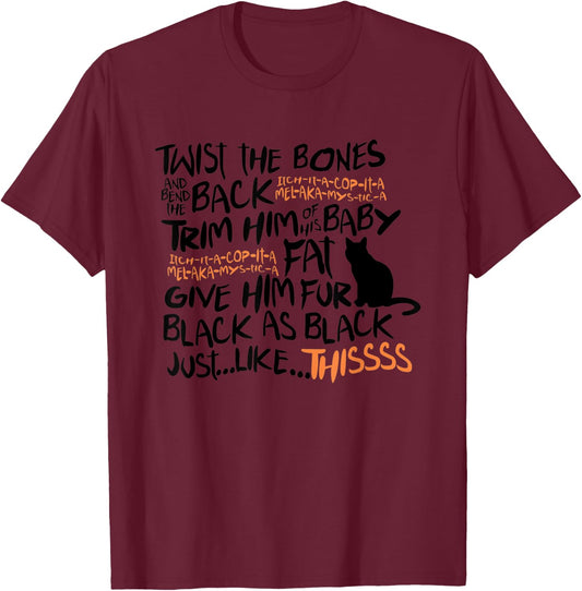 Twist The Bones Black Cat Halloween Costume Gift Women Kids T-Shirt - T-Shirt | Maroon