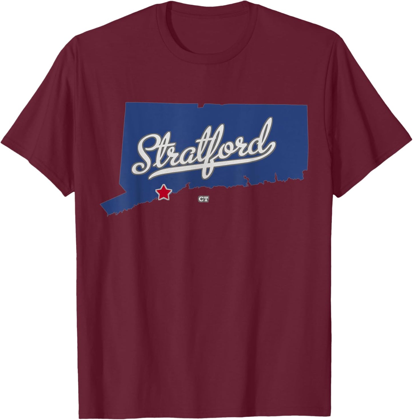 Stratford Connecticut CT Map T-Shirt - T-Shirt | Maroon