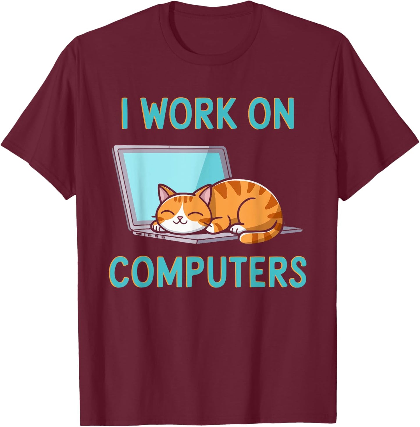 Programmer Cat Kitty Meow Animal Pet Computer Programming T-Shirt - T-Shirt | Maroon