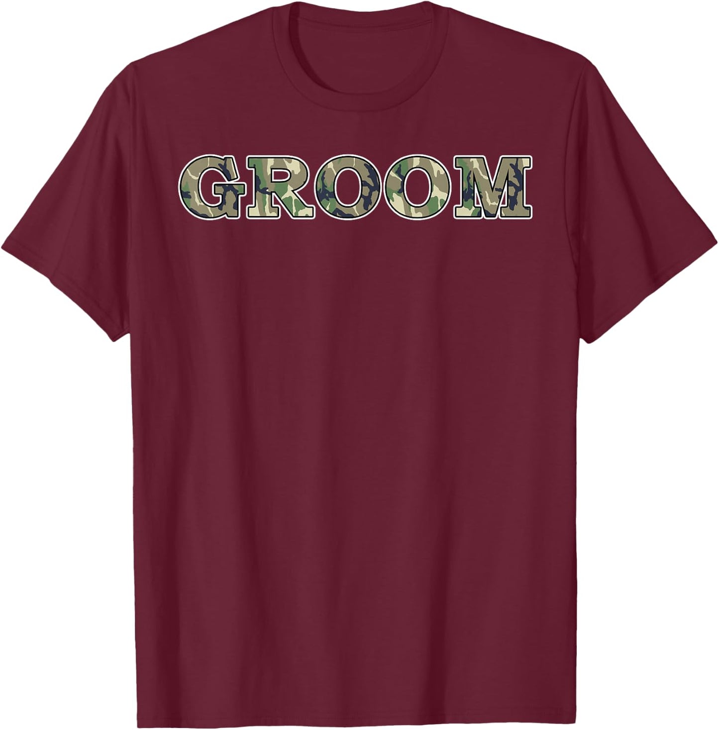 Groom Country Wedding Bachelor Party Camouflage T-Shirt - T-Shirt | Maroon