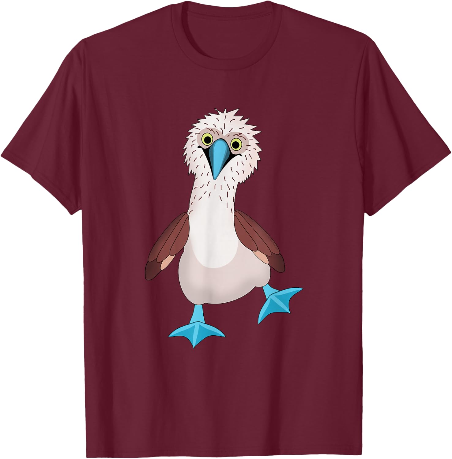 Dancing Booby Sea Bird Footed Blue Feet Drawing T-Shirt - T-Shirt | Maroon