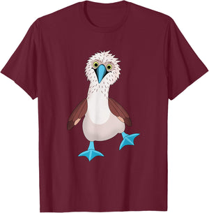 Dancing Booby Sea Bird Footed Blue Feet Drawing T-Shirt - T-Shirt | Maroon