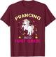 Prancing Into First Grade Unicorn Back To School T-Shirt - T-Shirt | Maroon