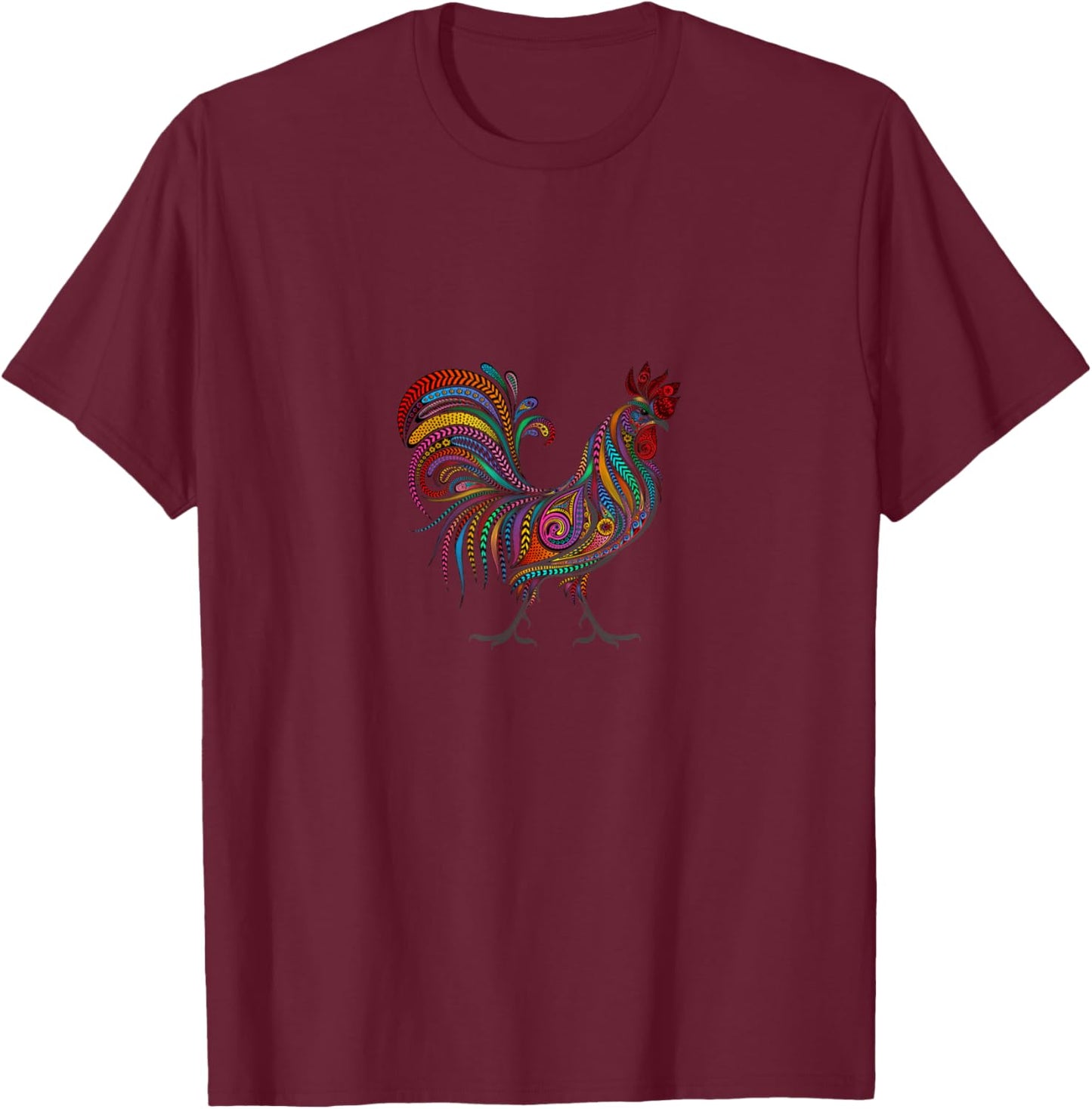 Colorful Rooster T-Shirt - T-Shirt | Maroon