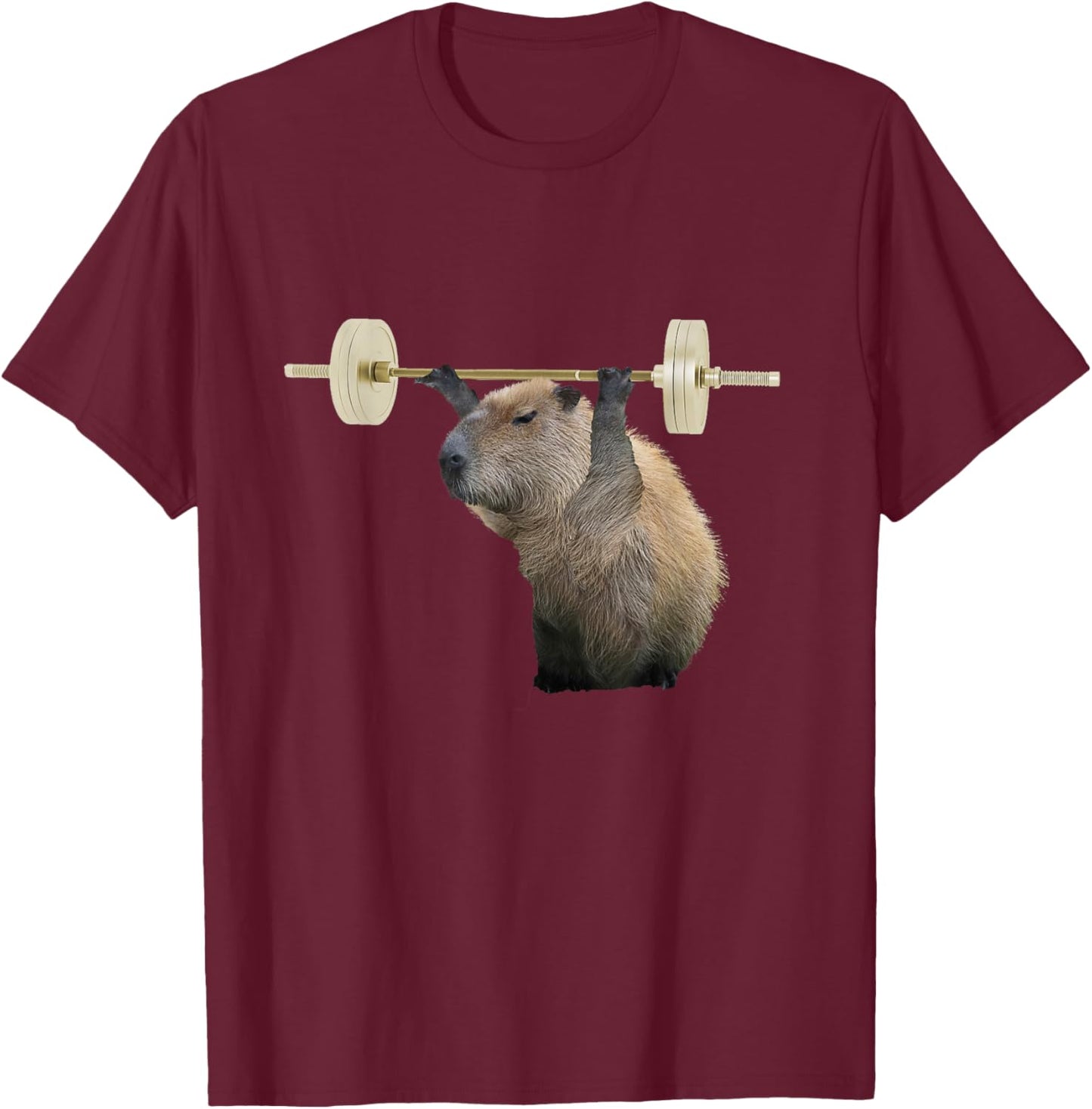 Capybara Weightlifting, Funny Body Building Training T-Shirt - T-Shirt | Maroon