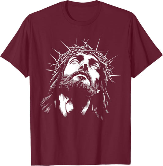 Crown of Thorns - Head of Jesus Christ T-Shirt - T-Shirt | Maroon