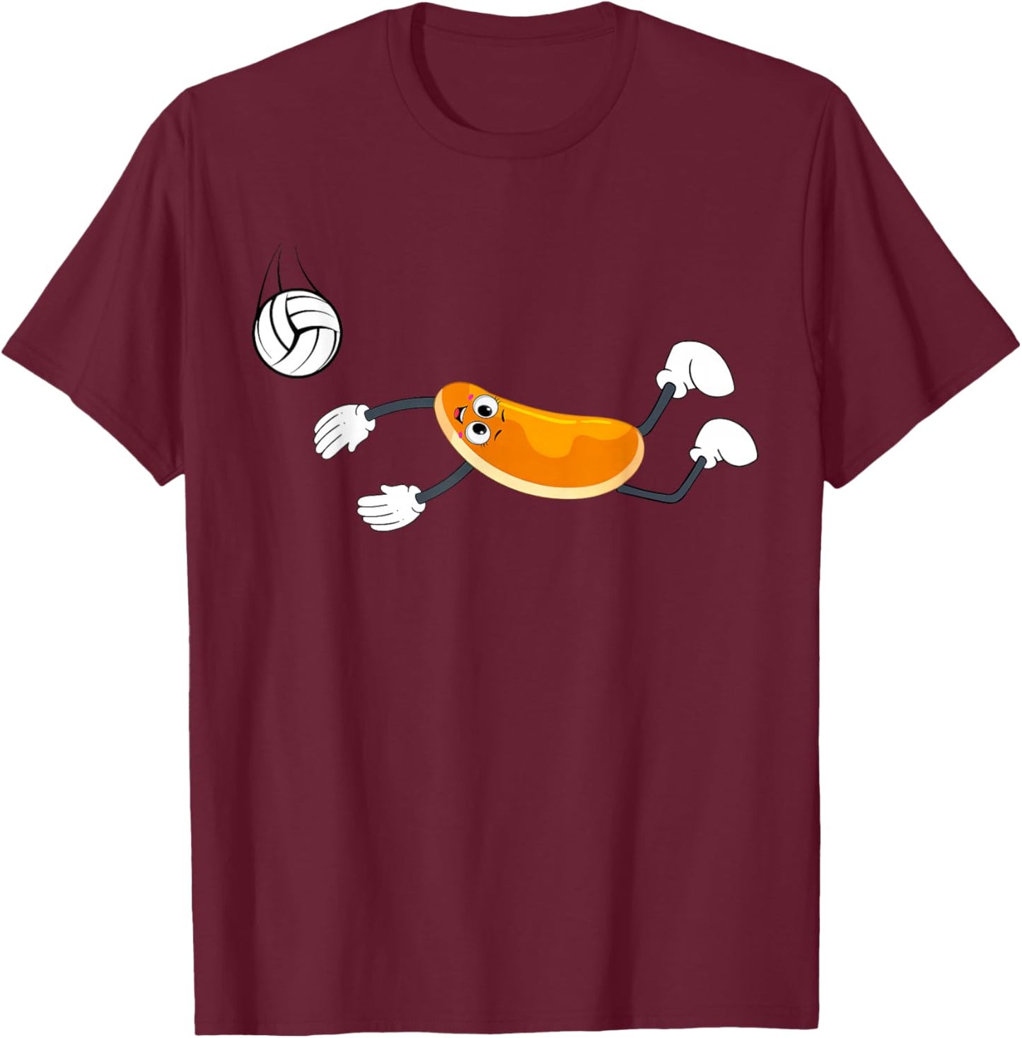Funny Pancake Playing Volleyball Player Game Day Sport Lover T-Shirt - T-Shirt | Maroon