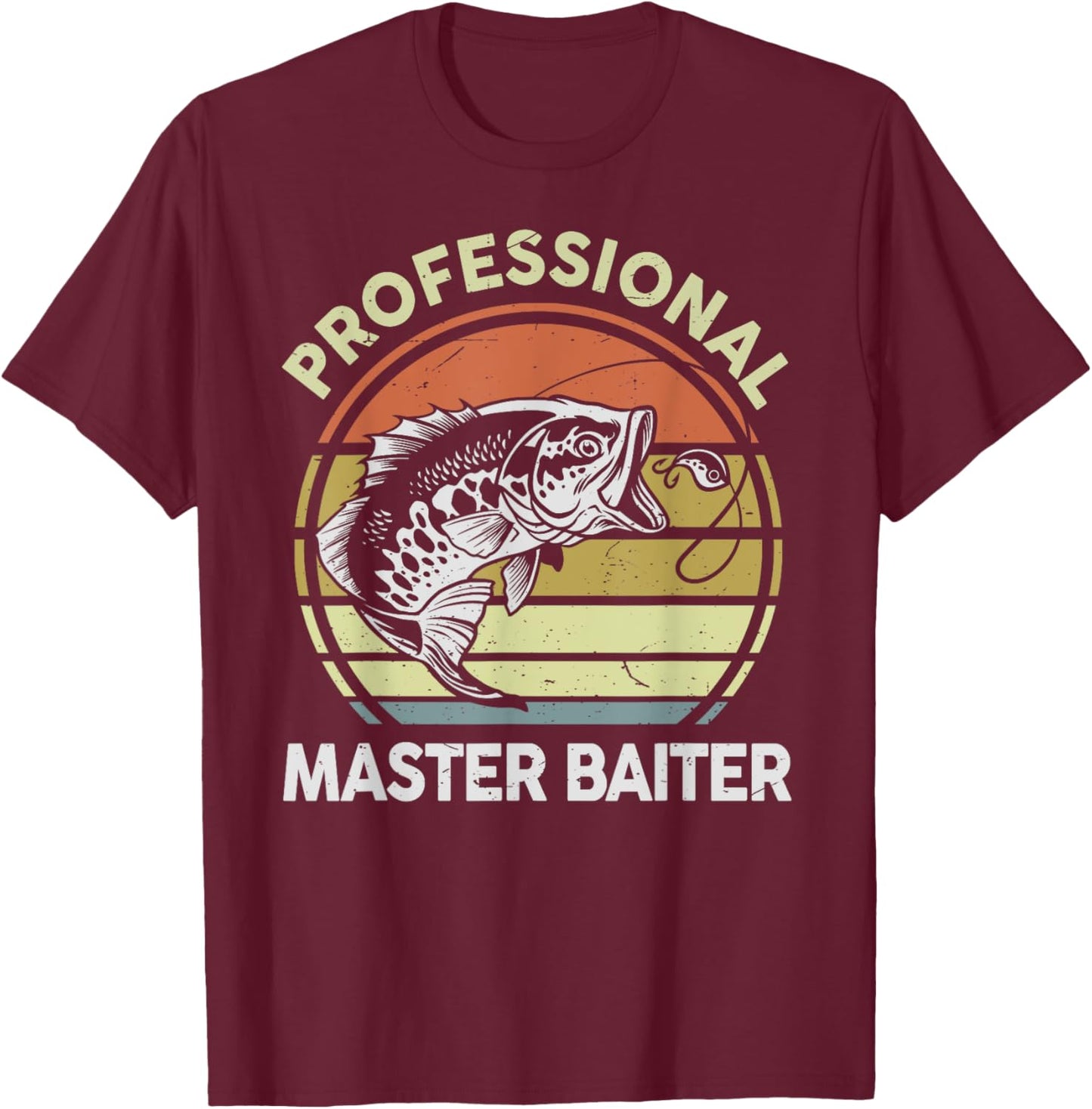 Fishing-Shirt Professional Master-Baiter Funny Dad Vintage T-Shirt - T-Shirt | Maroon