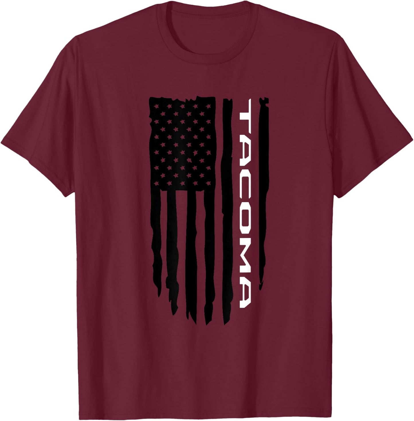 Wandering Wheels Men's Tacoma PreRunner American Flag Shirt T-Shirt - T-Shirt | Maroon