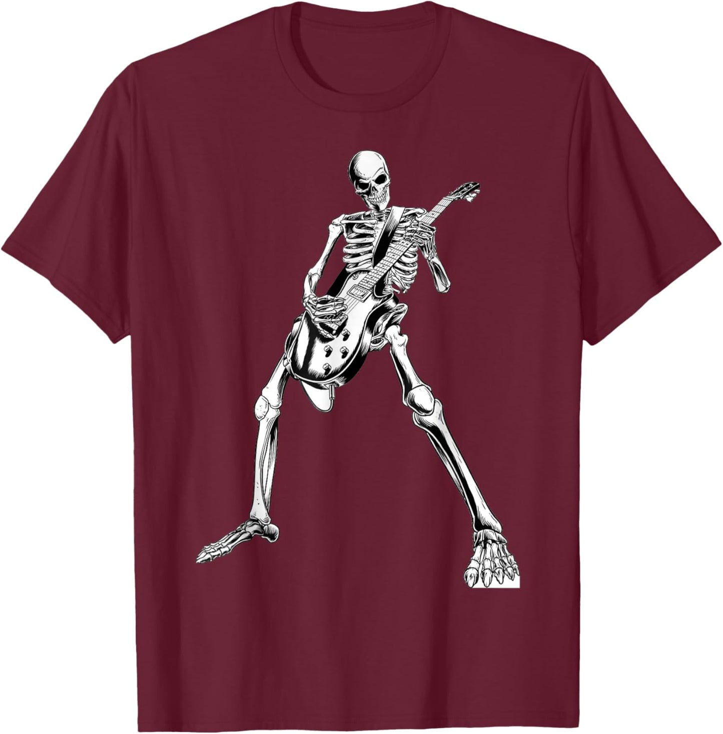 Skeleton playing guitar electric Acoustic Classical T-Shirt - T-Shirt | Maroon
