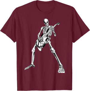 Skeleton playing guitar electric Acoustic Classical T-Shirt - T-Shirt | Maroon