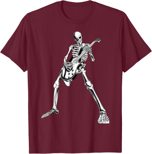 Skeleton playing guitar electric Acoustic Classical T-Shirt - T-Shirt | Maroon