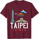 Taipei Taiwan City Skyline Map Travel T-Shirt - T-Shirt | Maroon