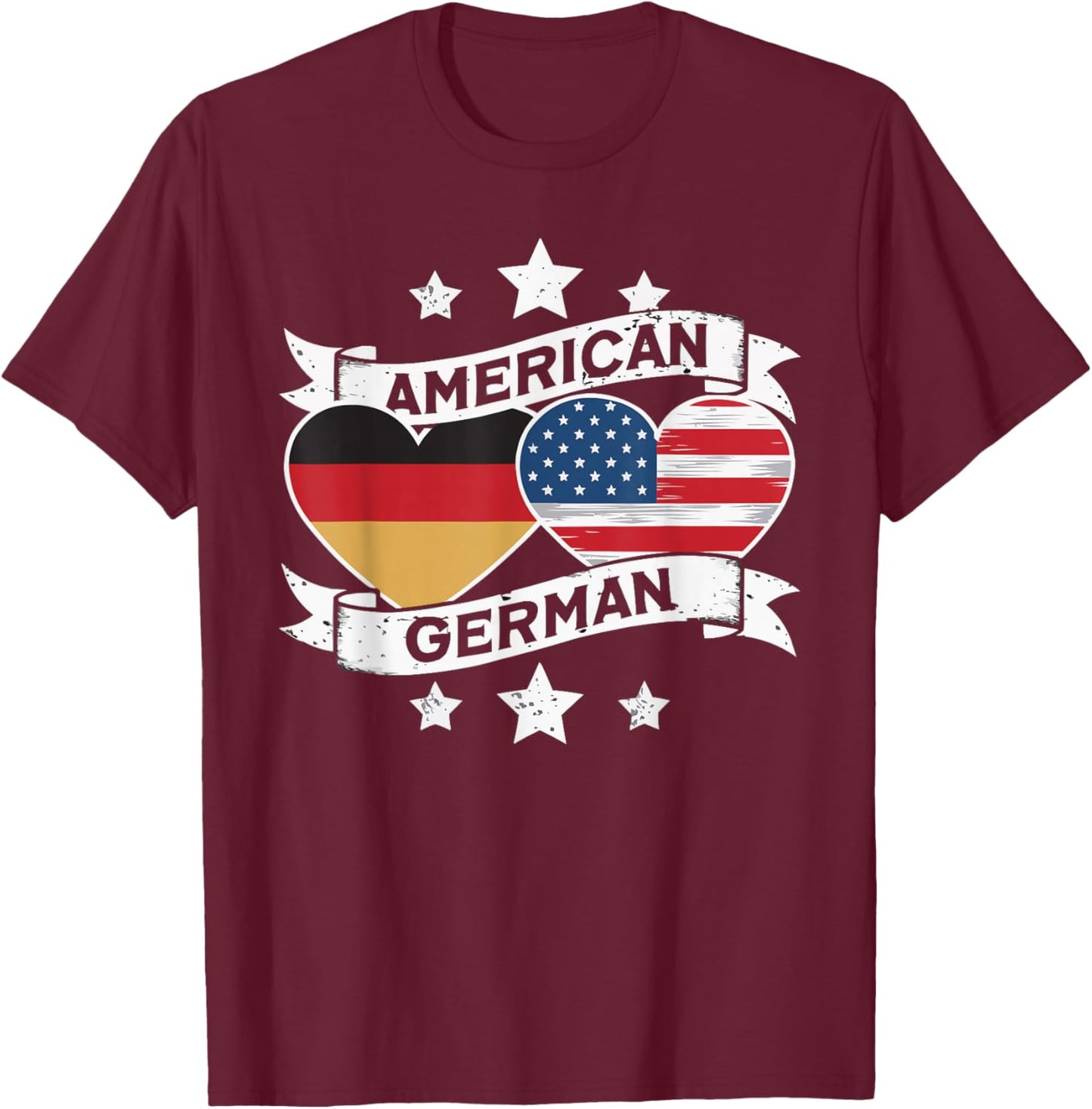 Half German Half American USA Flag Germany America T-Shirt - T-Shirt | Maroon