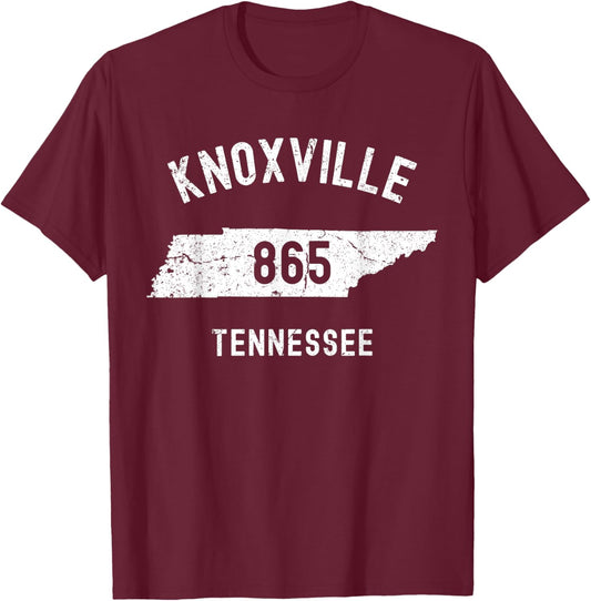 Knoxville Tennessee TN 865 Vintage Athletic Style T-Shirt - T-Shirt | Maroon