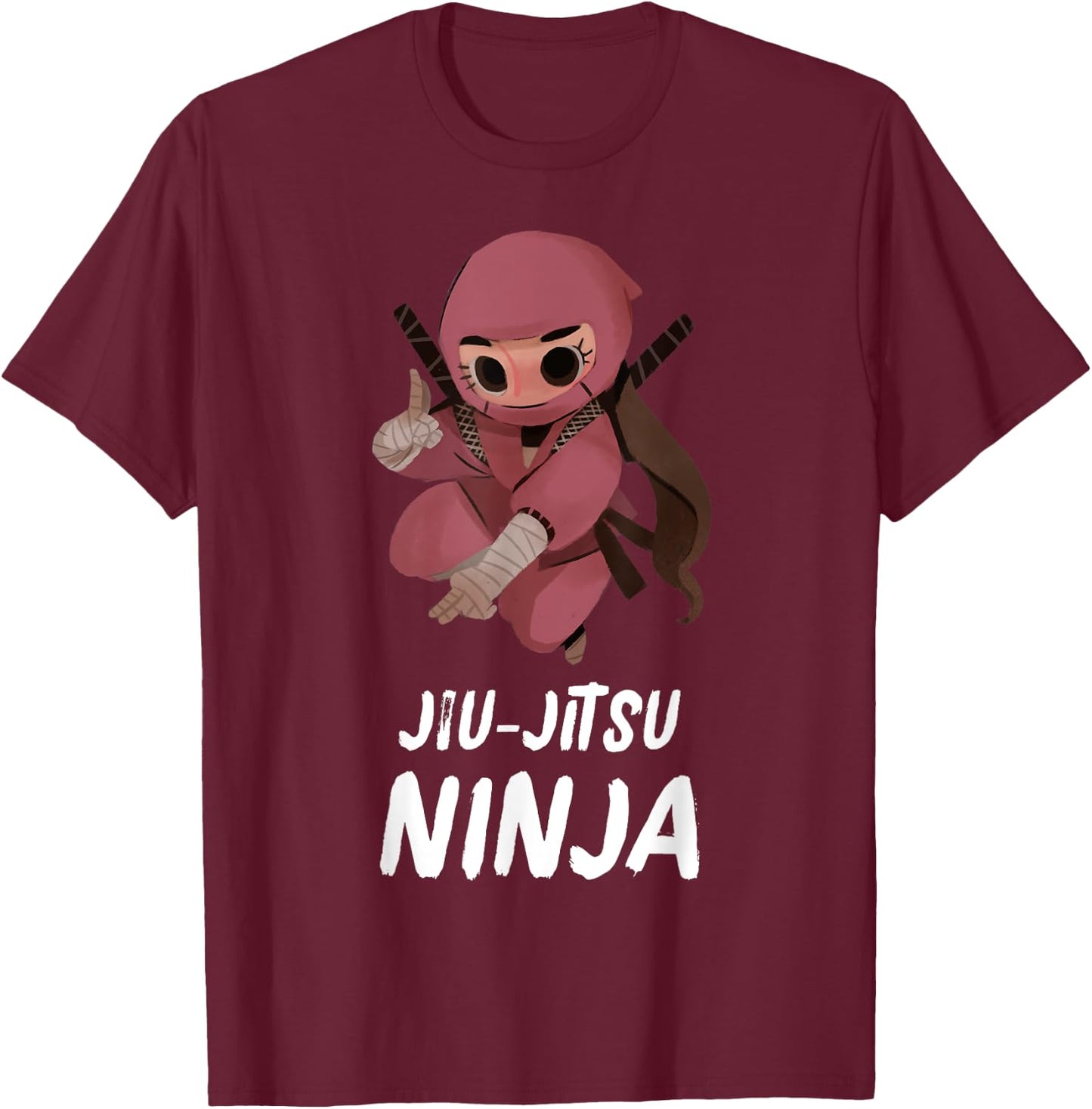 Girls Jiu-Jitsu Ninja Funny Sports T-Shirt - T-Shirt | Maroon
