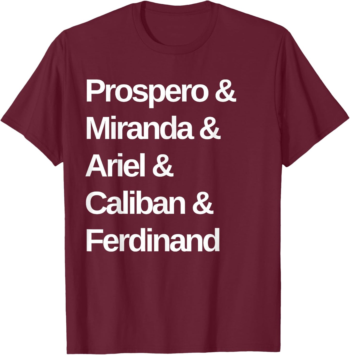 The Tempest Play Characters Shakespeare T-Shirt - T-Shirt | Maroon