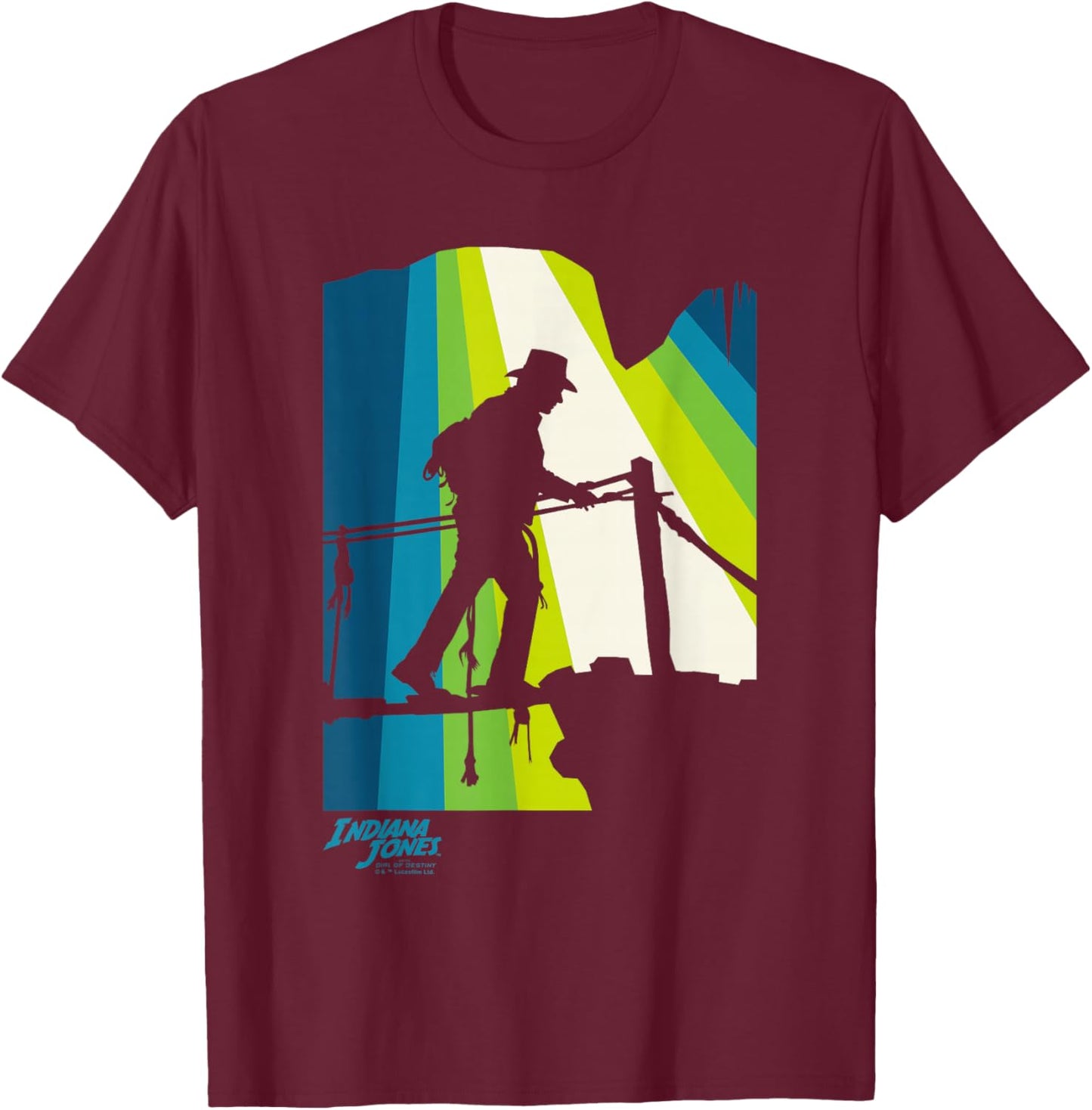 Indiana Jones and the Dial of Destiny Crossing Bridge Shadow T-Shirt - T-Shirt | Maroon