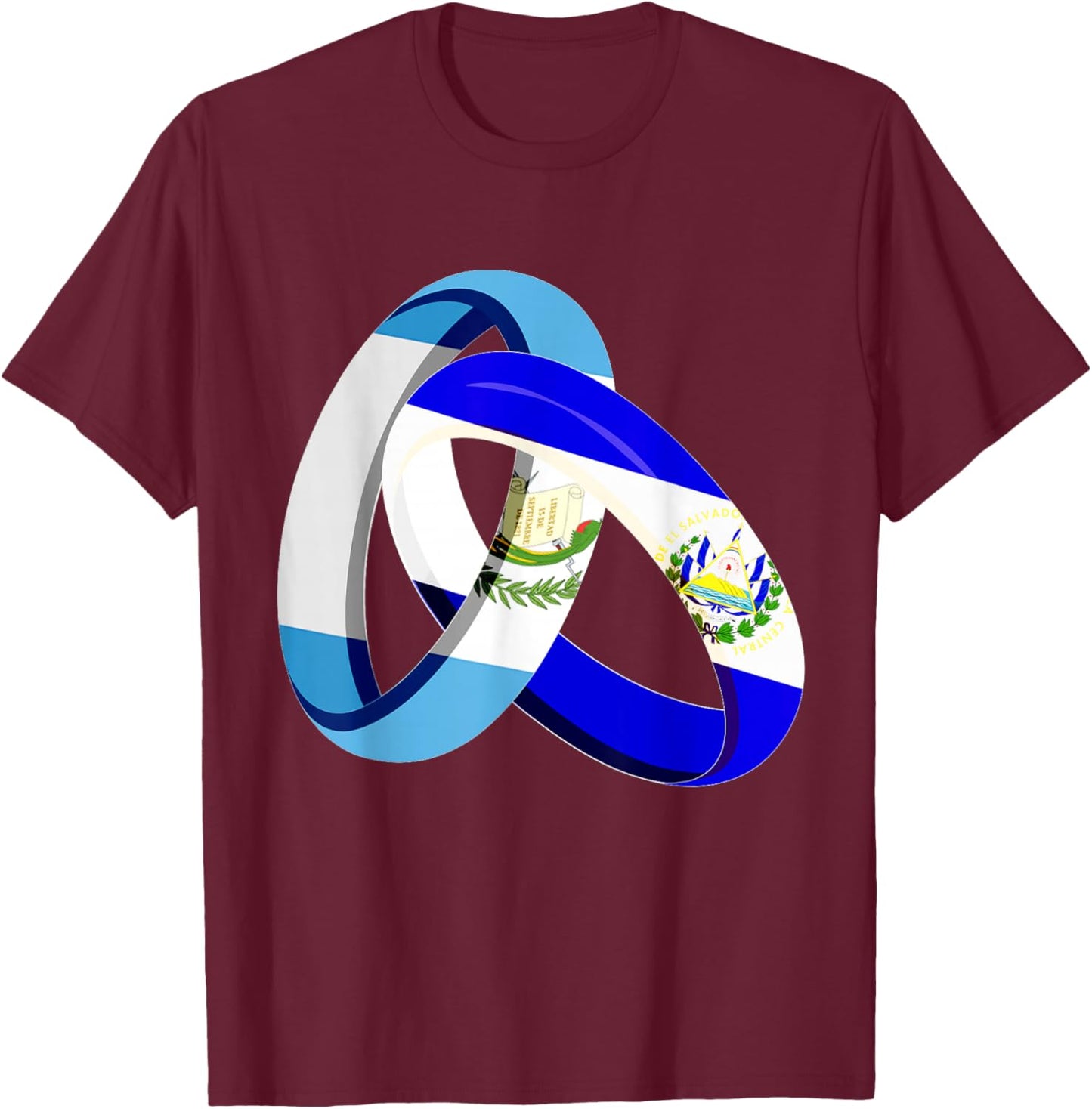 Guatemala Flag El Salvador Grown Ring Marriage Wedding T-Shirt - T-Shirt | Maroon