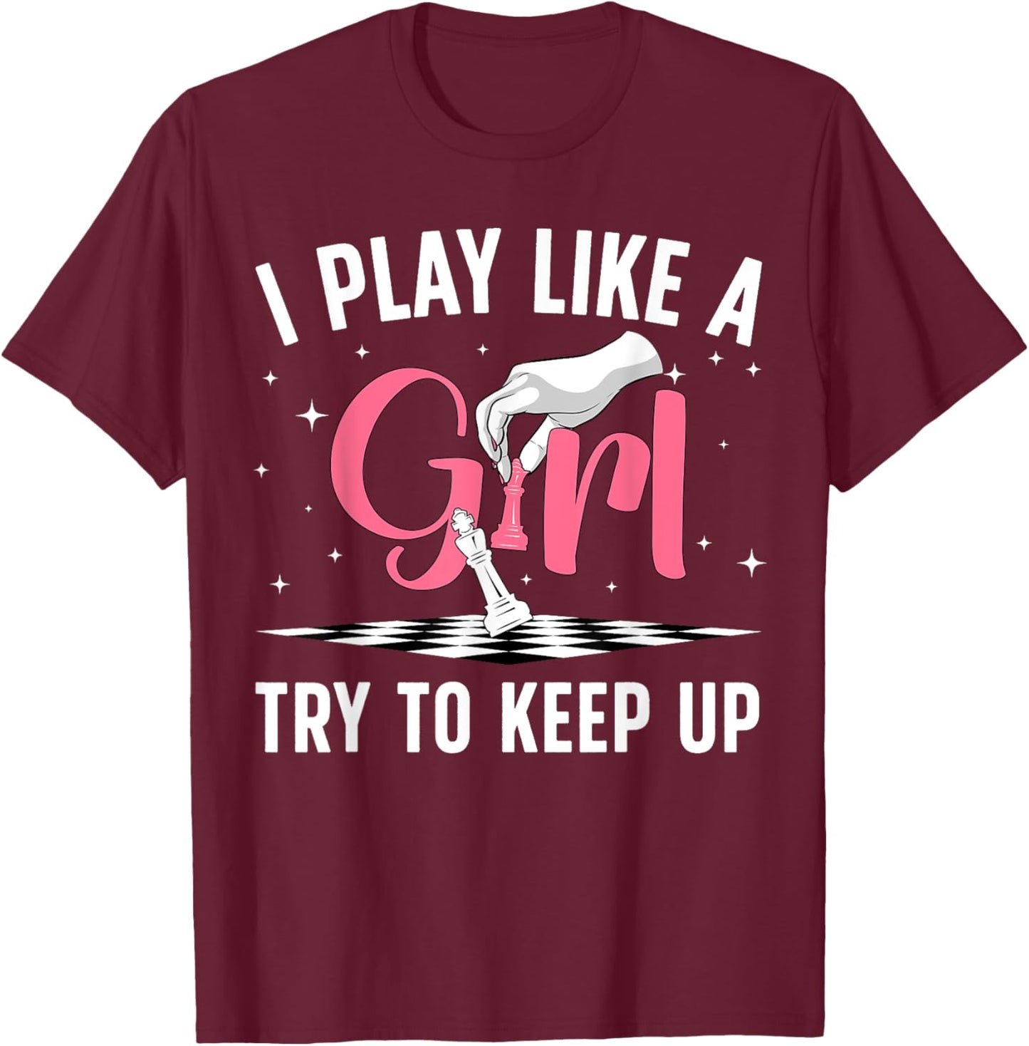 Cool Chess Player Art Girls Kids Chess Lover Geek T-Shirt - T-Shirt | Maroon
