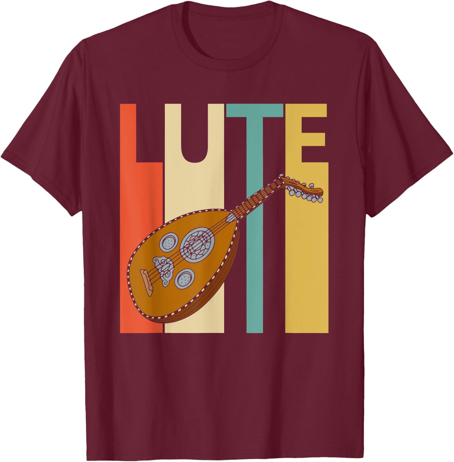 Vintage Lute Player Musician Gift T-Shirt - T-Shirt | Maroon