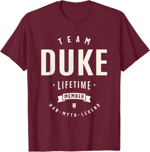 Team Duke Lifetime Member Funny Name Duke , Small, Black T-Shirt - T-Shirt | Maroon