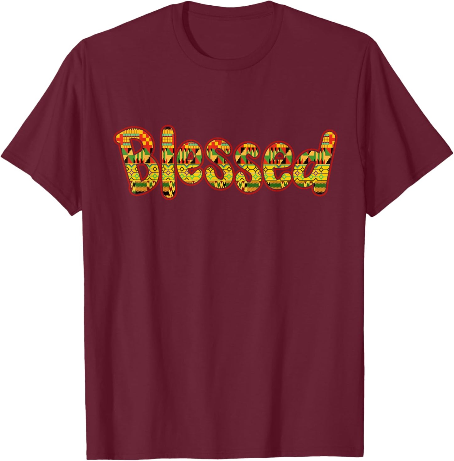 Blessed Kente African Print Black History Month Men Women T-Shirt - T-Shirt | Maroon